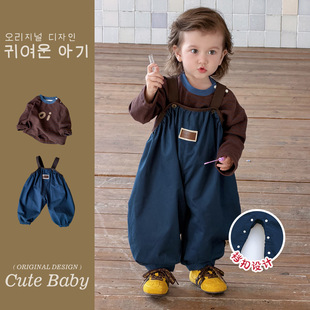 男小童外出服连体衣 婴儿春衣服婴幼儿背带裤 小阿七男宝宝套装 韩版