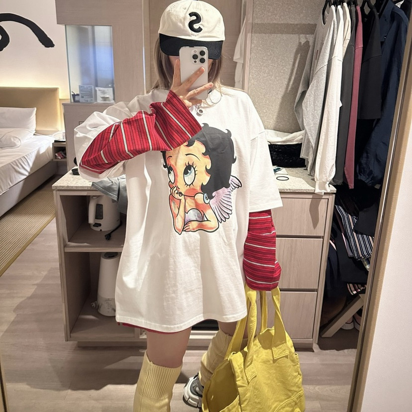 韩国代购宽松卡通短袖棉T恤女装