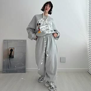 加绒卫裤 休闲裤 25秋冬季 纯色束脚哈伦裤 男女同款 现VOTUS韩国代购