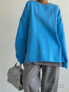 2025秋加厚上衣 卫衣女 韩国代购 东大门RAWOO家宽松加绒糖果色长袖