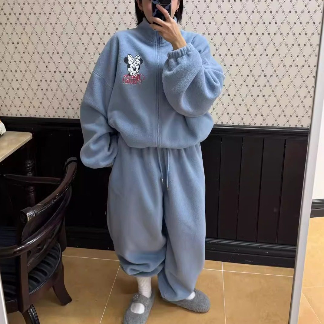 VOTUS韩国代购2025冬宽松米妮摇粒绒加厚休闲运动服两件套装女,女装/女士精品,休闲运动套装,淘宝优惠券,粉丝福利购,淘宝优惠卷