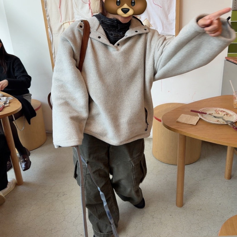 韩国代购宽松加厚抓绒卫衣女