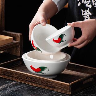 传统复古陶瓷经典 公鸡碗4.5寸7英寸6鸡公果条商用餐饮店家用饭碗