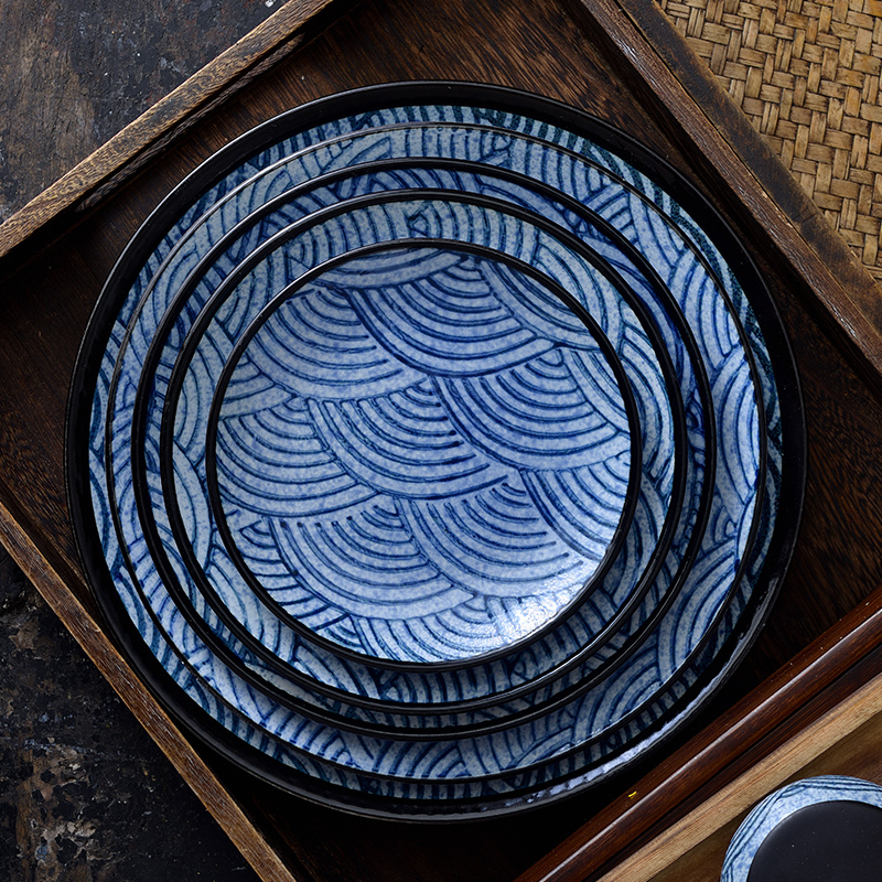 日式和风8英寸单个餐具陶瓷盘