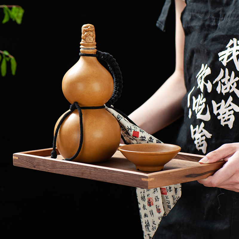 创意葫芦酒瓶陶瓷瓶茶饮瓶冷萃瓶果酒瓶密封空瓶子网红葫芦白酒瓶