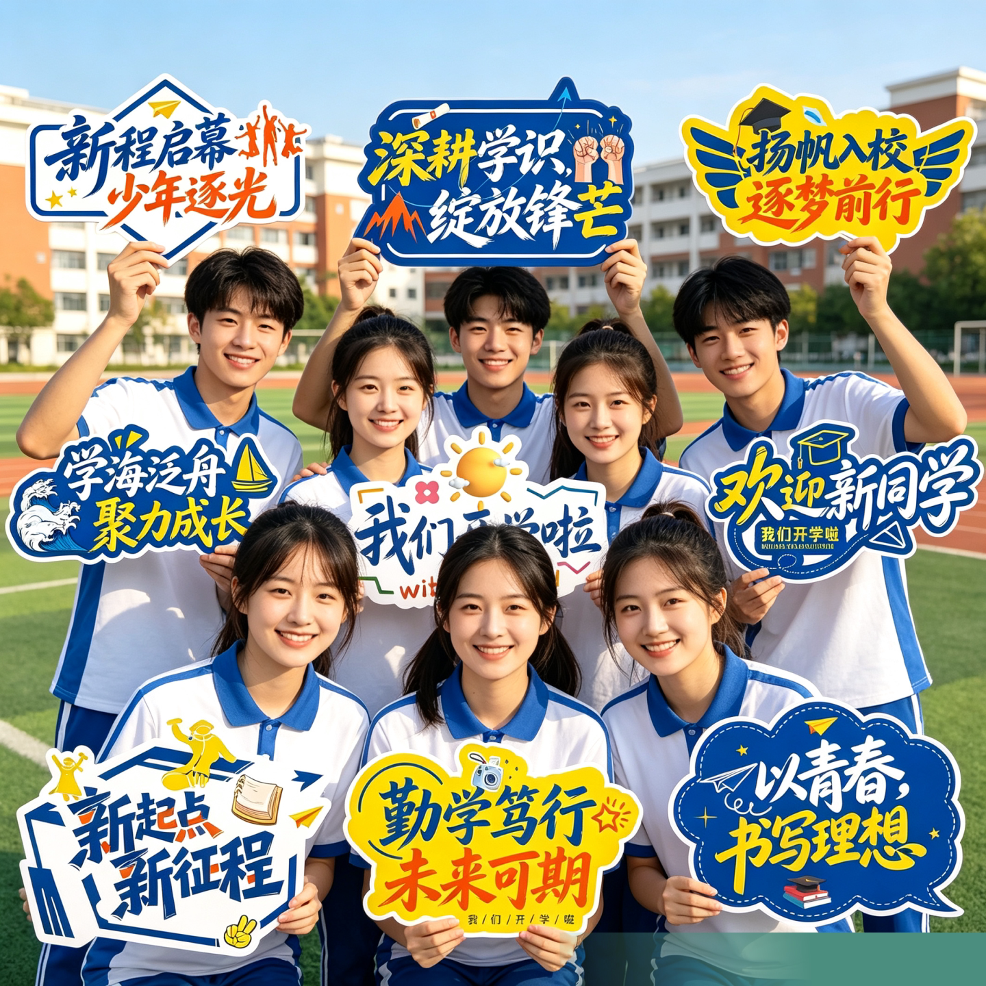 开学手举牌定制异形手持KT板拍照道具小学初中校园迎新生装饰布置