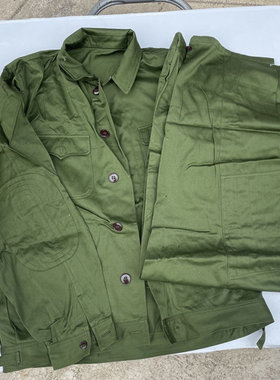 1978老货涤卡套装装甲兵修理工作服冬季加厚劳保服军绿色带疤长裤