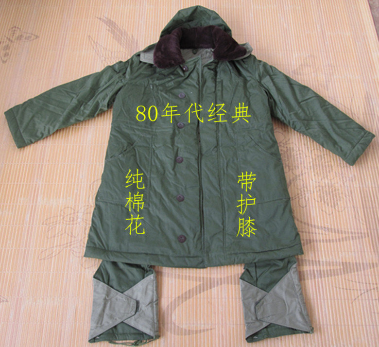 正榀老式短款棉大衣纯白棉花大衣带护膝连帽棉大衣冬季保暖棉服
