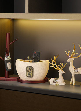 入户玄关放钥匙收纳摆件新中式客厅桌面轻奢元宝家居装饰品进门口