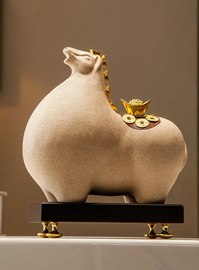 新中式马上有钱办公室装饰摆件