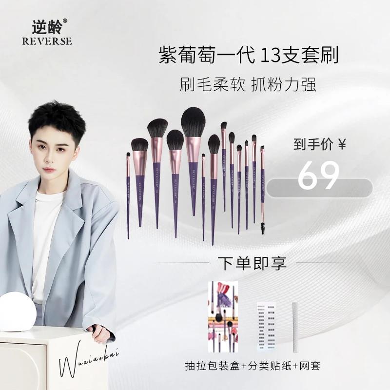 逆龄紫葡萄13支化妆刷全套装沧州专业眼影粉底散粉初学者美妆工具