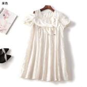 411411 圆领 短袖 夏连衣裙 深圳女长款
