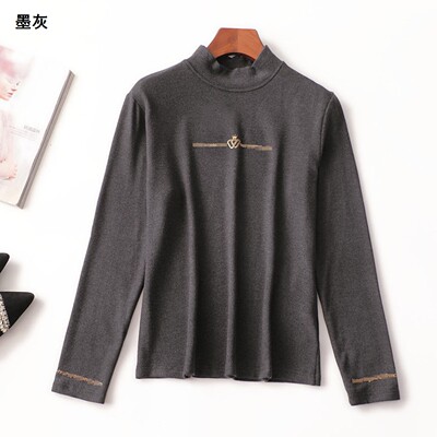 410064 秋打底衫 女中长款长袖立领现货.3XL