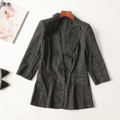410974超值精品女装气质通勤法式薄款夏季职业阔提花薄款国风外套