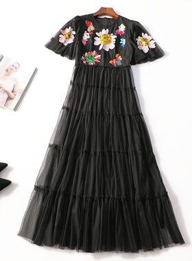 414279 夏连衣裙 深圳女加长款五分袖套头.S.M.L.XL.2XL
