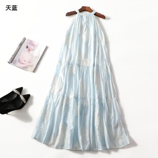 248470超值精品女装 套头连衣裙 仙气海边度假风花色夏加长款