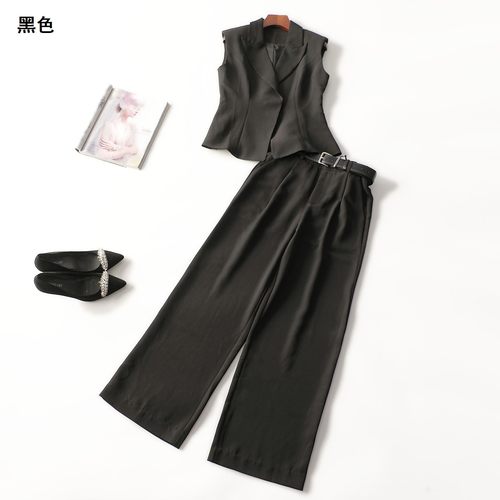 412430 秋马夹裤子套装 女长款无袖暗扣.M.XL