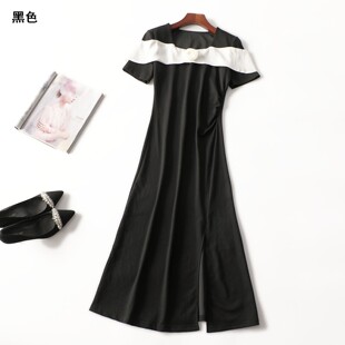 246332南油高端轻奢欧洲站高货小众设计欧货洋气夏长款短袖连衣裙