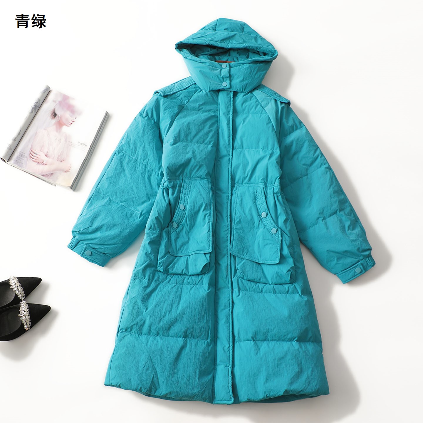 503748 冬羽绒服 女长款长袖连帽