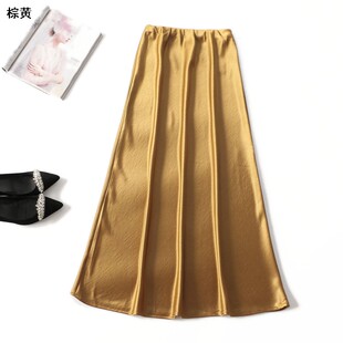 高级感仿醋酸光面优雅国风夏加长半身裙 女装 411507推荐 超值新款