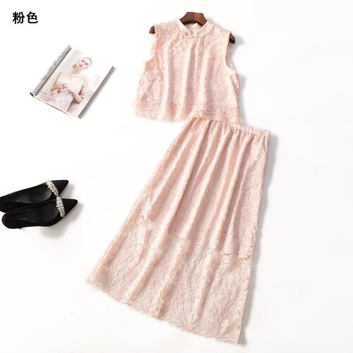 414090 夏上衣半身裙套装 女长款无袖.M.L.XL