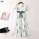 短袖 深圳女印花加长款 V领现货 夏连衣裙 405323