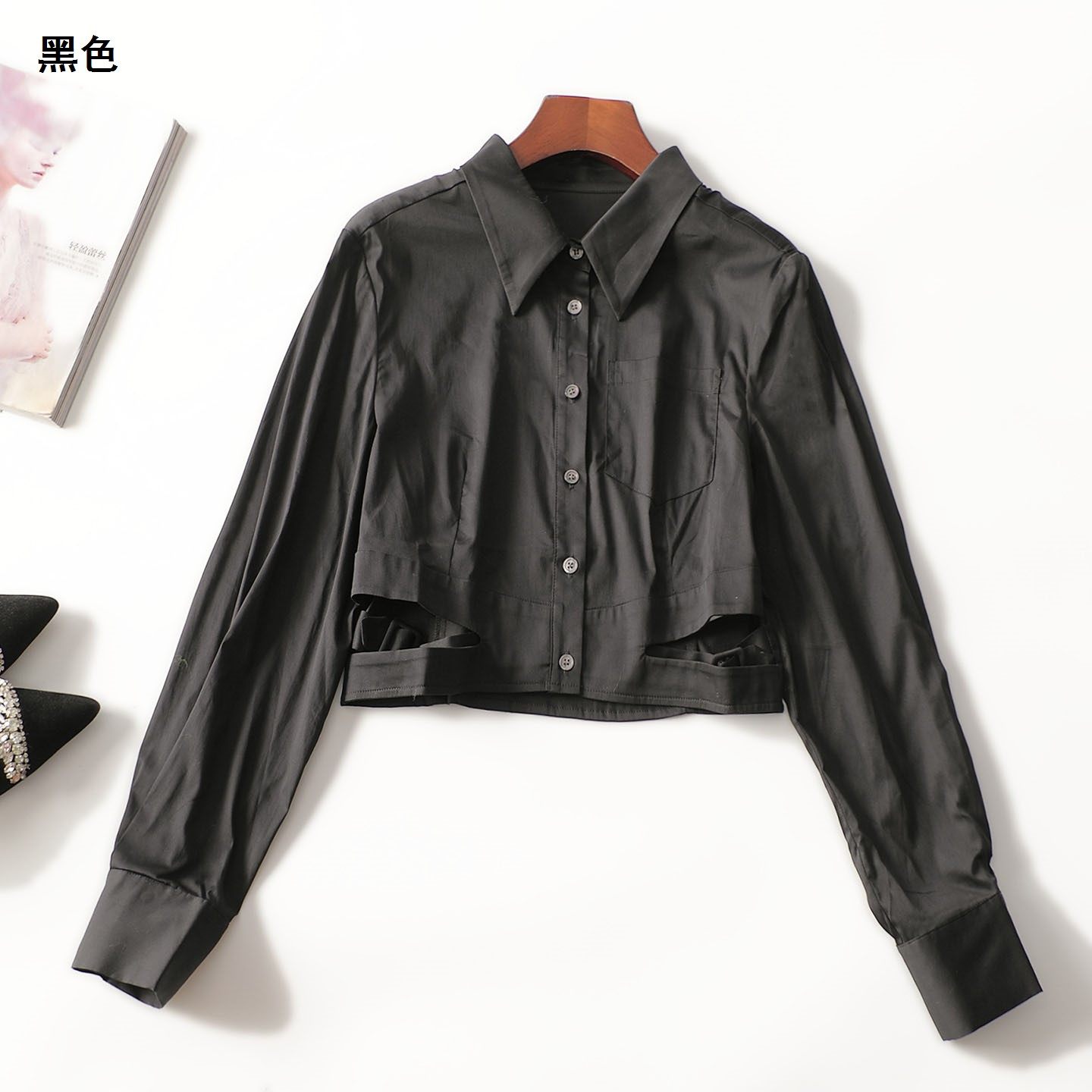 412615 秋衬衫 深圳女短款长袖单排扣,女装/女士精品,衬衫,淘宝优惠券,粉丝福利购,淘宝优惠卷