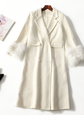 412971 冬双面呢大衣 女加长款长袖单排扣清仓