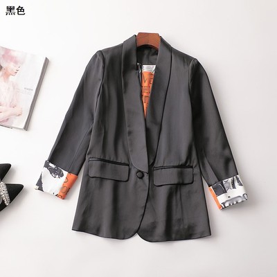 241887 秋醋酸纤维西装 深圳女中长款长袖翻领清仓