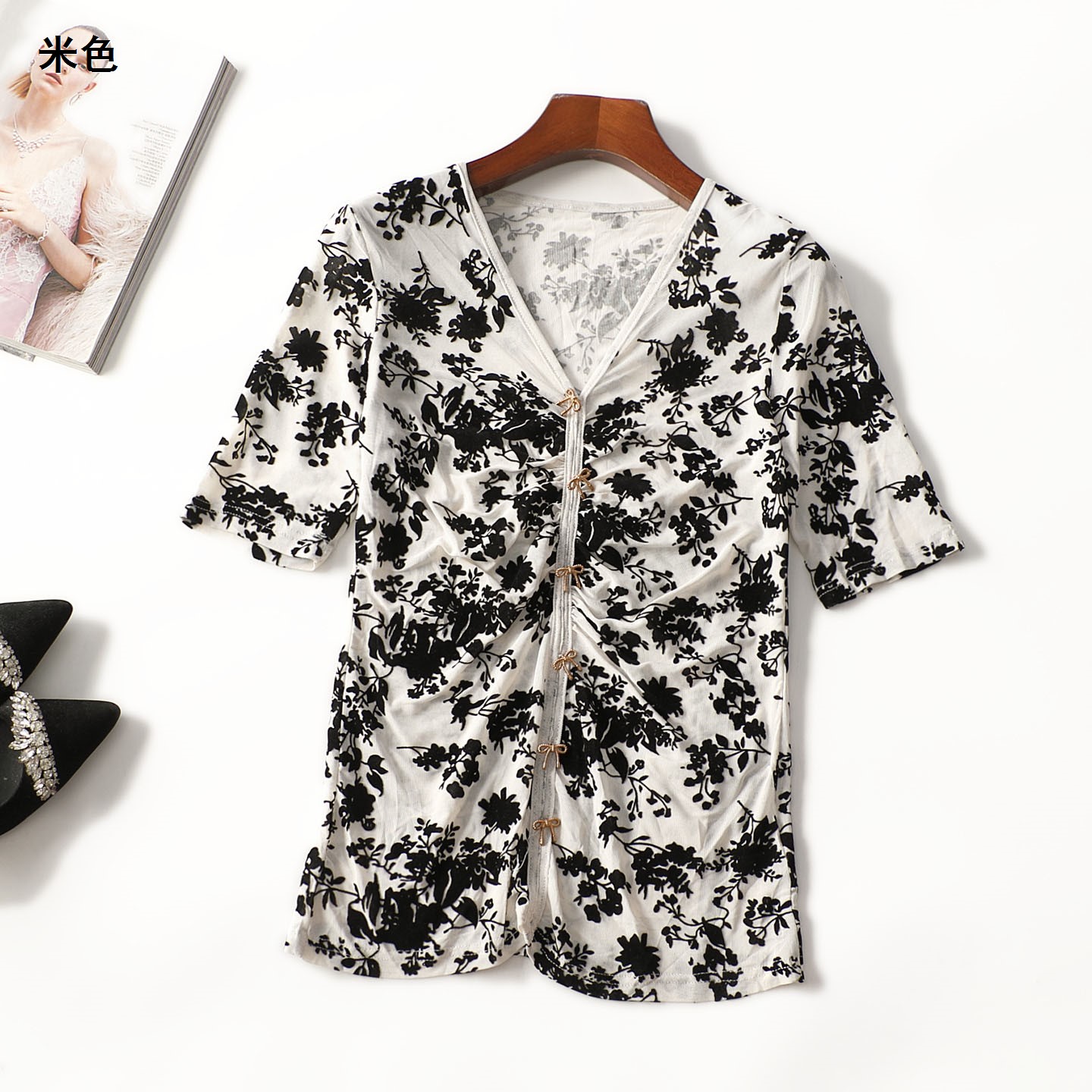 414194 夏上衣 女中长款短袖套头.M.L.XL