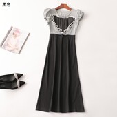 243658 圆领 短袖 夏连衣裙 深圳女加长款