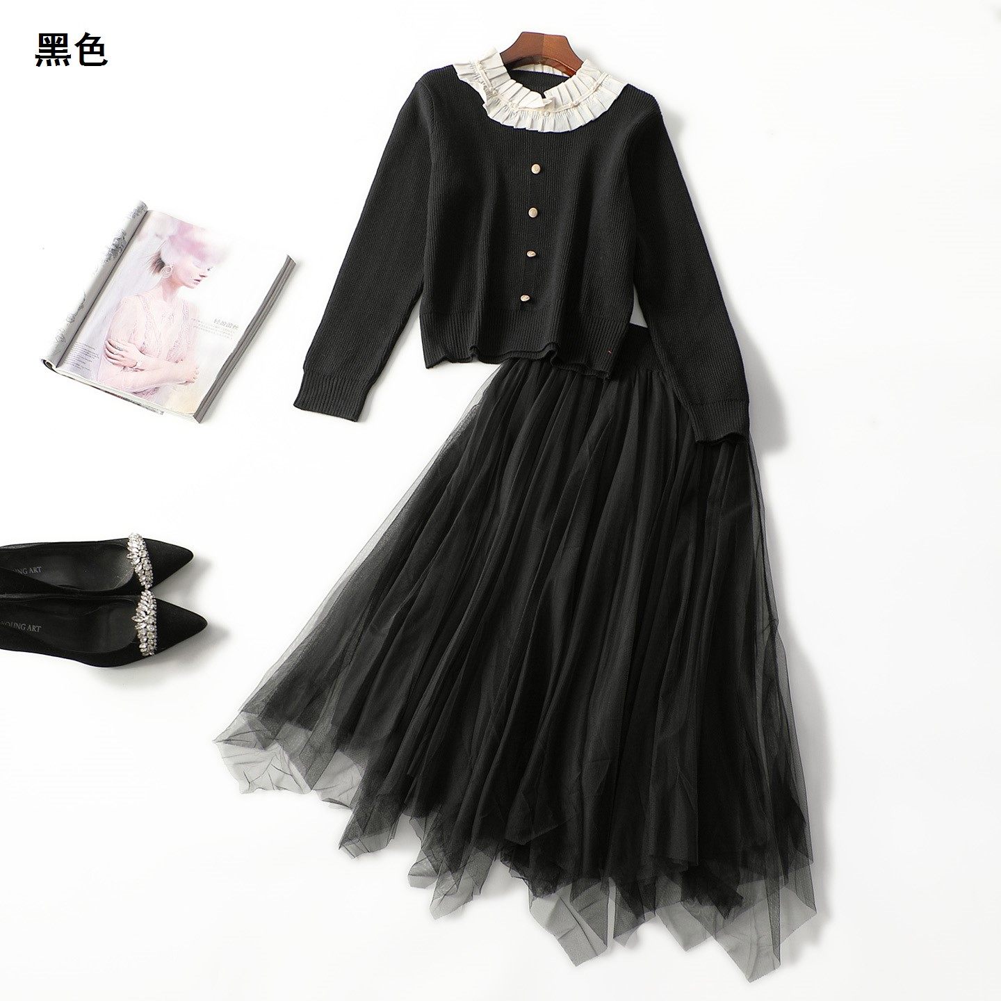 248131 秋针织衫半身裙套装 女中长款长袖套头,女装/女士精品,时尚套装,淘宝优惠券,粉丝福利购,淘宝优惠卷