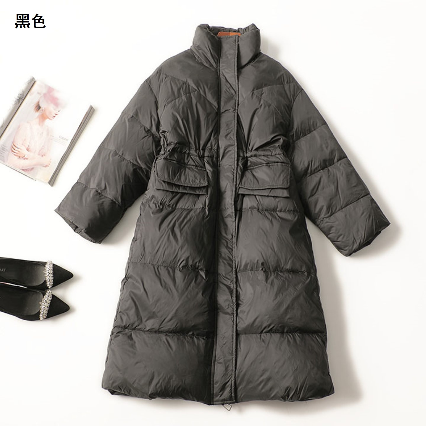 245082 冬羽绒服 女加长款长袖高领