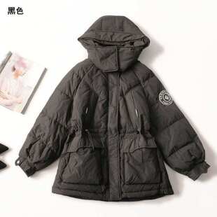 245052 冬羽绒服 女中长款长袖连帽现货.M.L