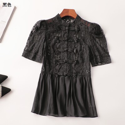 243246 夏上衣 女中长款五分袖立领