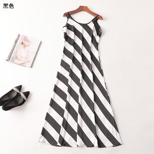 243203 夏连衣裙 女印花吊带裙加长款V领