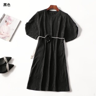 246377南油高端轻奢欧洲站高货女装新款欧货洋气夏长款短袖连衣裙