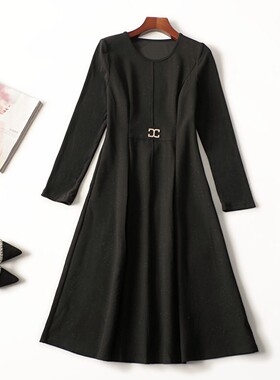244864超值南油高端轻奢原200+高档通勤法式秋长款长袖连衣裙