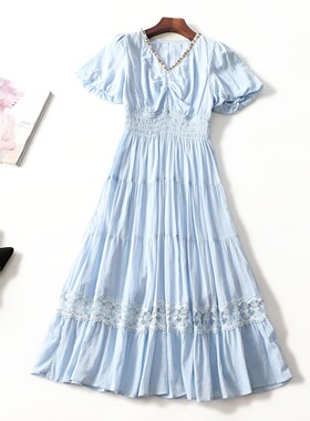 248879 夏连衣裙 女加长款短袖套头.M.L