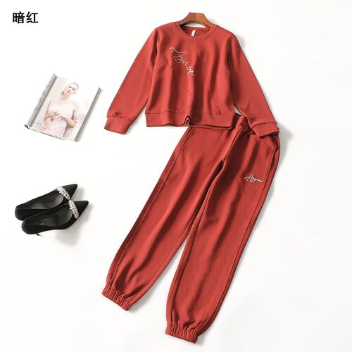 250070 秋卫衣裤子套装 女长款长袖套头.M.L.XL.2XL.3XL