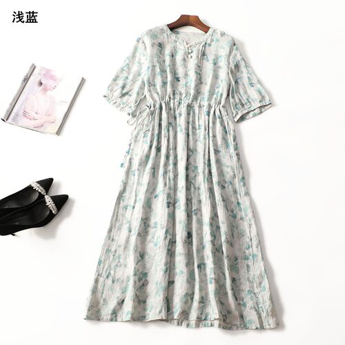 248978 夏连衣裙 女加长款五分袖套头.M