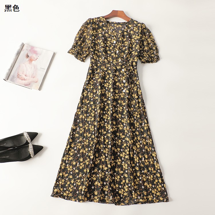 245899 夏连衣裙 深圳女加长款五分袖V领断码清仓