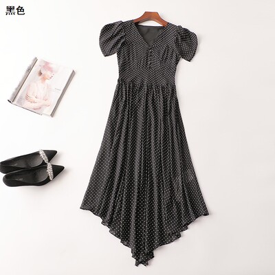 408860 夏连衣裙 深圳女加长款短袖V领清仓