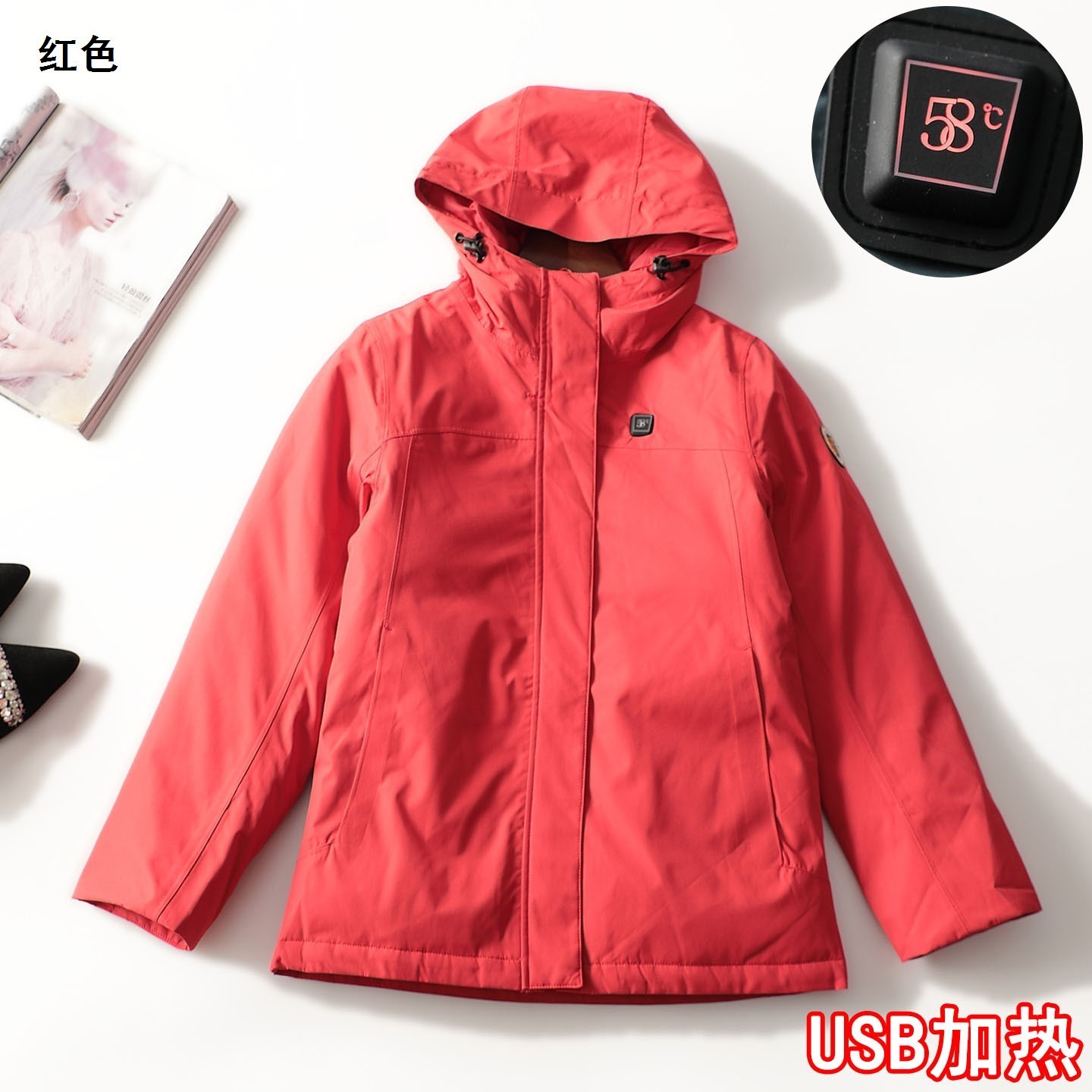 247699强烈推荐高档女装品牌高品质加热冲锋90鸭绒冲锋羽绒服