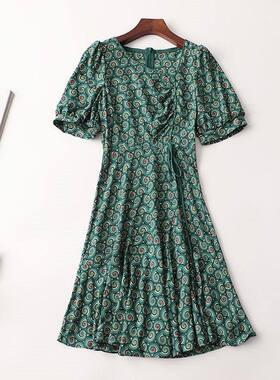 404652 夏连衣裙 女长款五分袖V领清仓