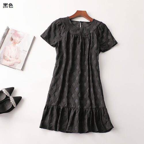 408342 夏连衣裙 深圳女长款短袖圆领现货.S.M.L.XL