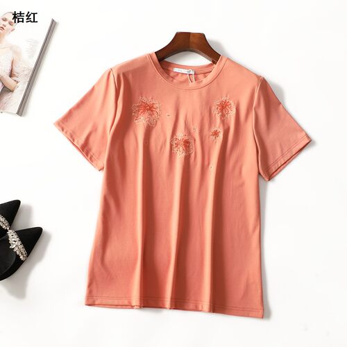 249687 夏T恤 女中长款短袖套头.L.2XL.3XL.4XL