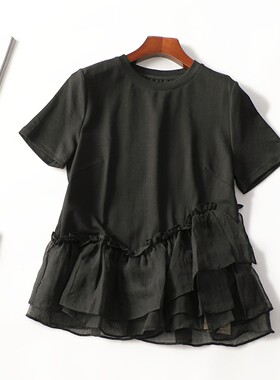 414047 夏T恤 女中长款短袖套头.S.M.L.XL