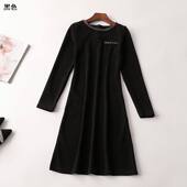 407390 圆领 长袖 秋连衣裙 深圳女长款