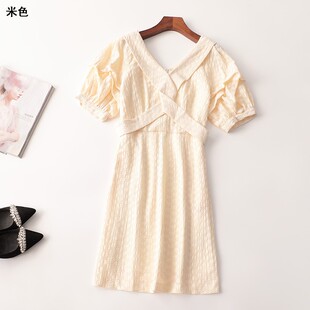 连衣裙 V领短袖 409093 夏长款